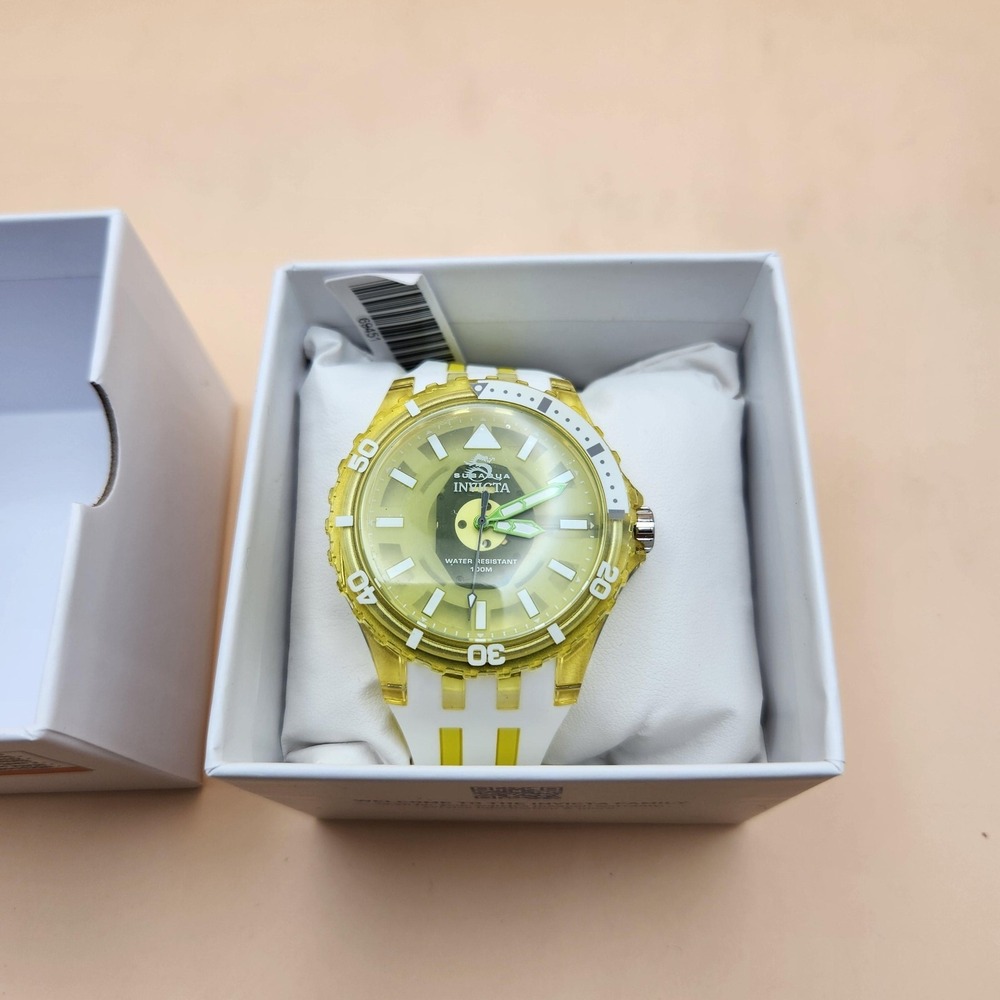 Invicta Subaqua Watch Mens Yellow Dial Silicone Band‎ 100m Sport Diver 69451 New